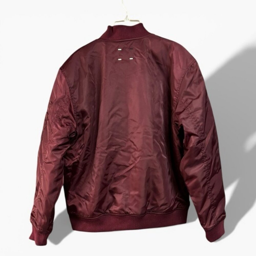 🌻NEW w/tag Label Go-To Bomber Jacket Marron Nylon Zip Front Long Sleeve Size L - Picture 6 of 9